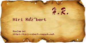 Hiri Róbert névjegykártya